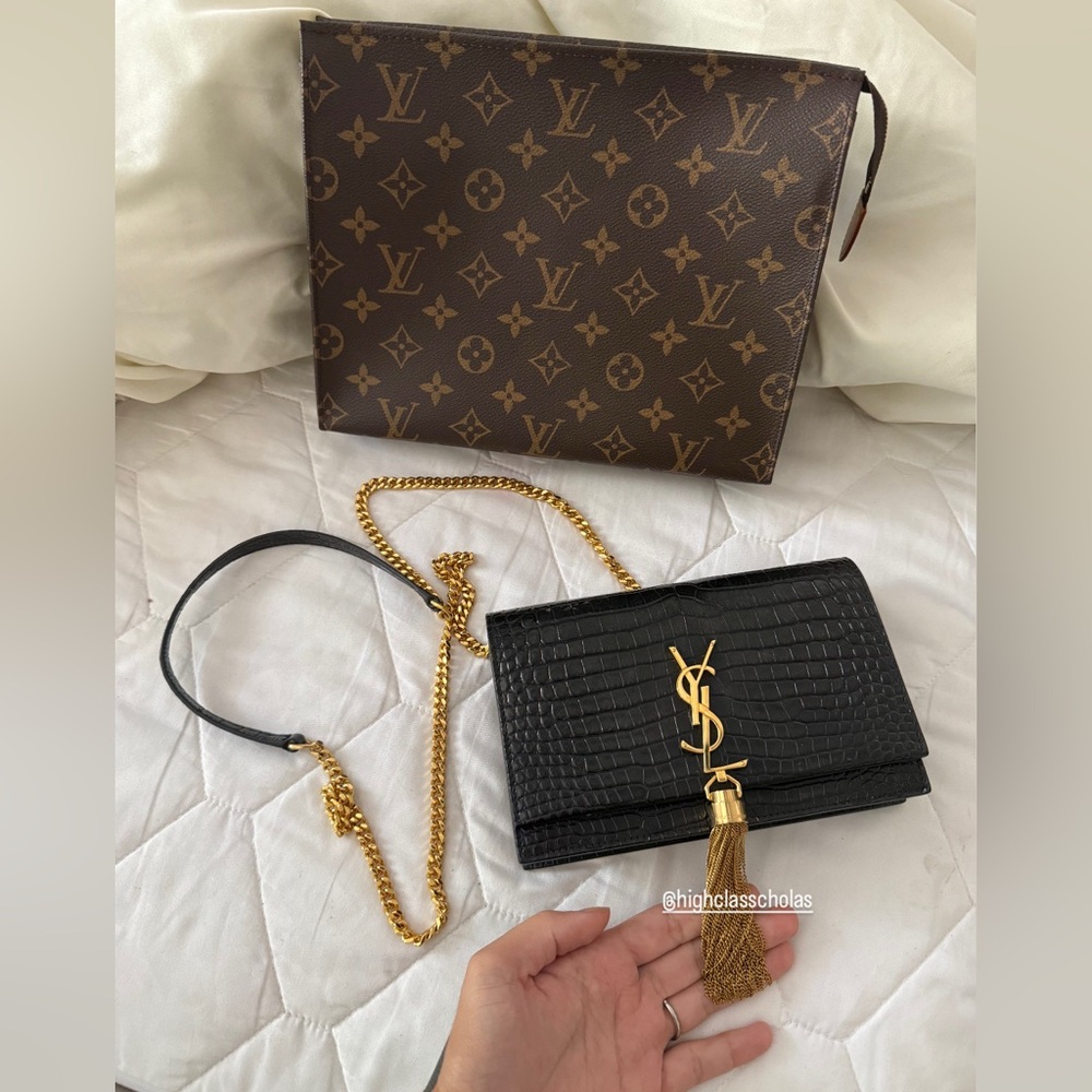 ❌SOLD❌YVES SAINT LAURENT KATE TASSEL CROC WALLET ON CHAIN - Picture 5 of 16